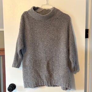 Oversized Woven Heart Gray Crewneck Sweater